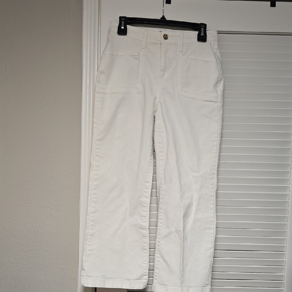Draper James Cream Flare & Wide Leg Jeans